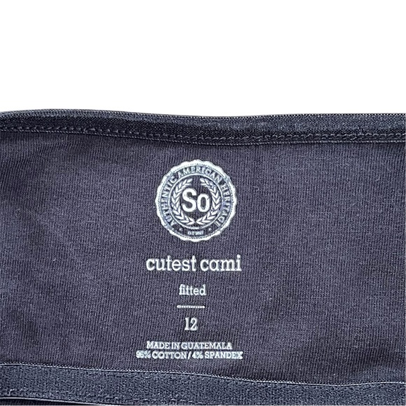 So Girls 12 Cutest Cami Tank Top Fitted Camisole Black Sparkle Adjustable Straps - Picture 3 of 4